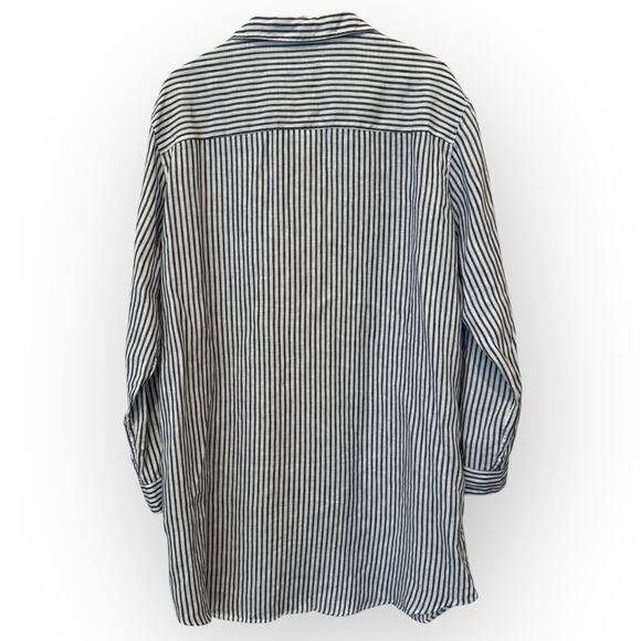 Frank & Eileen Mary Classic Linen Button Up Striped Dress Size Large - Picture 6 of 14
